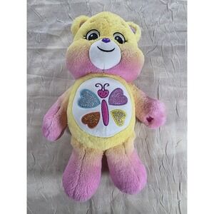 Care Bears Togetherness Bear Plush 14 inch Yellow Pink Ombre Butterfly Basic Fun